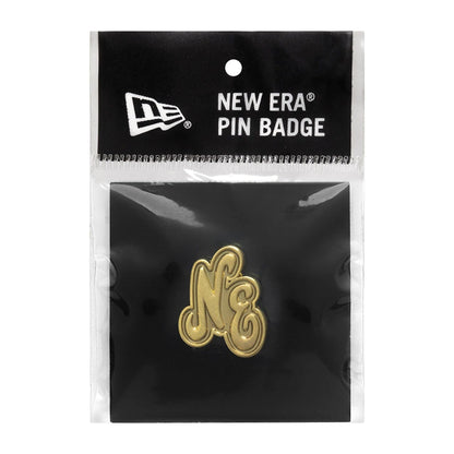 This is a New Era Script Heritage Connect Gold Pin Badge 3