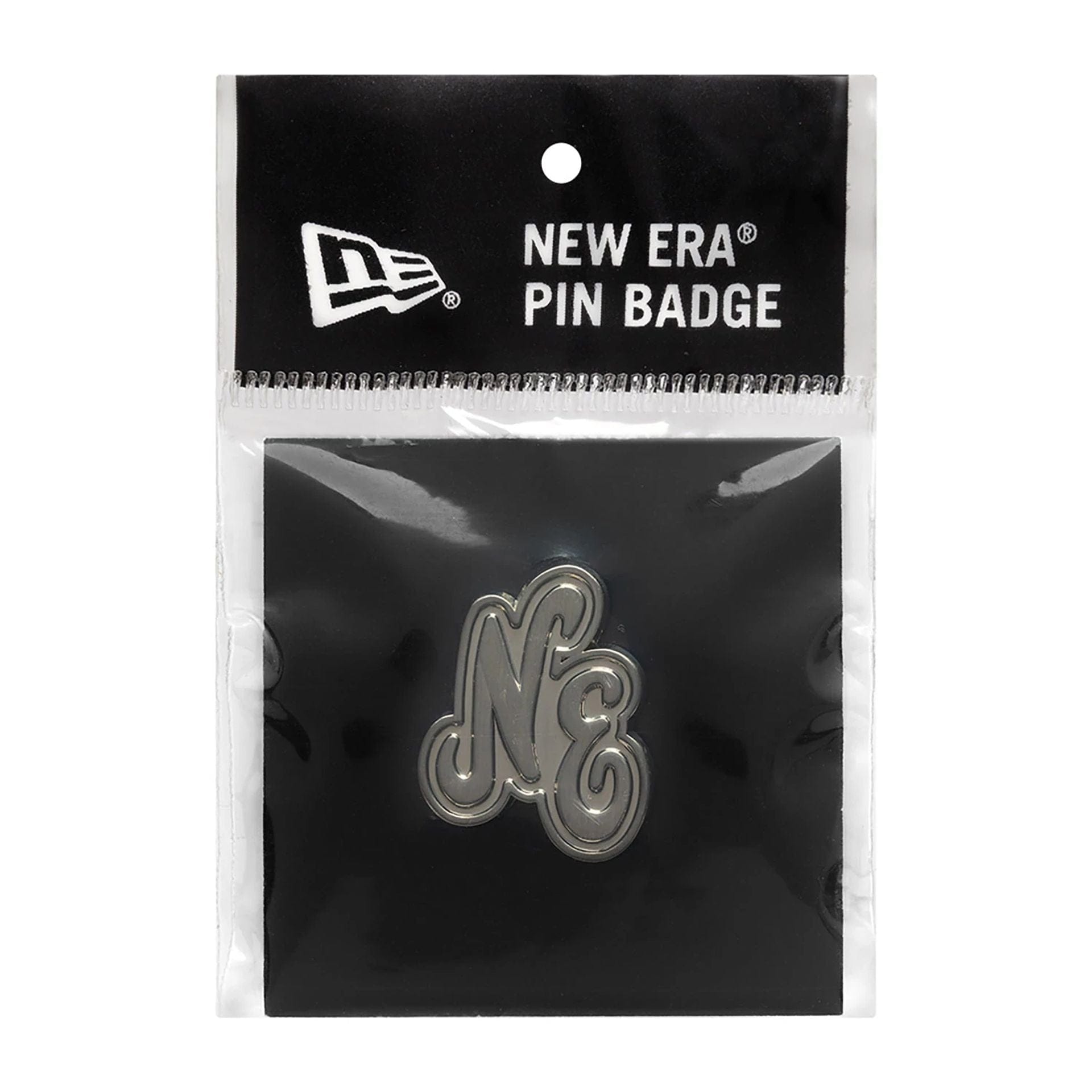 This is a New Era Script Heritage Connect Silver Pin Badge 3