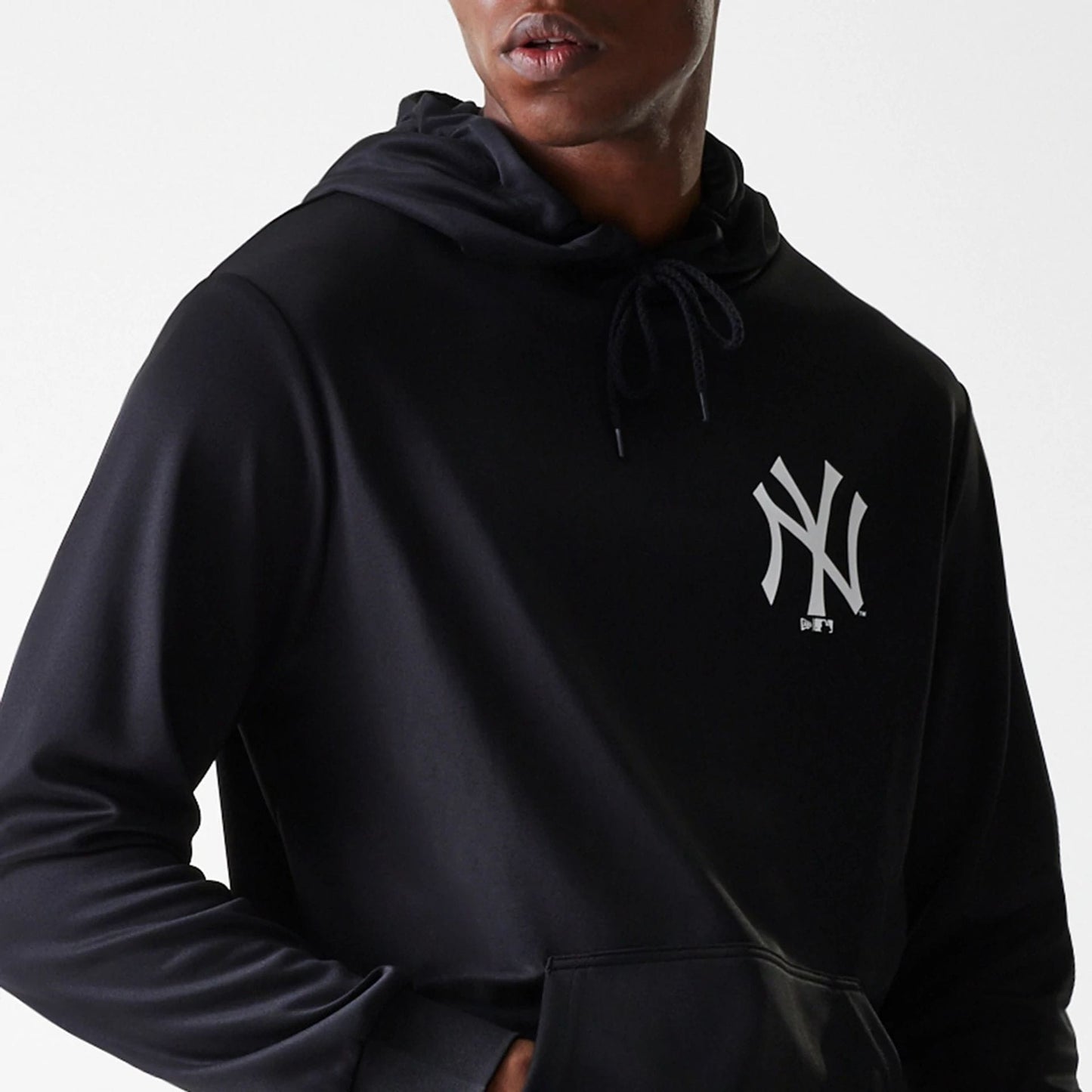 The Male model is wearing New York Yankees MLB Essentials Black Pullover Hoodie 3