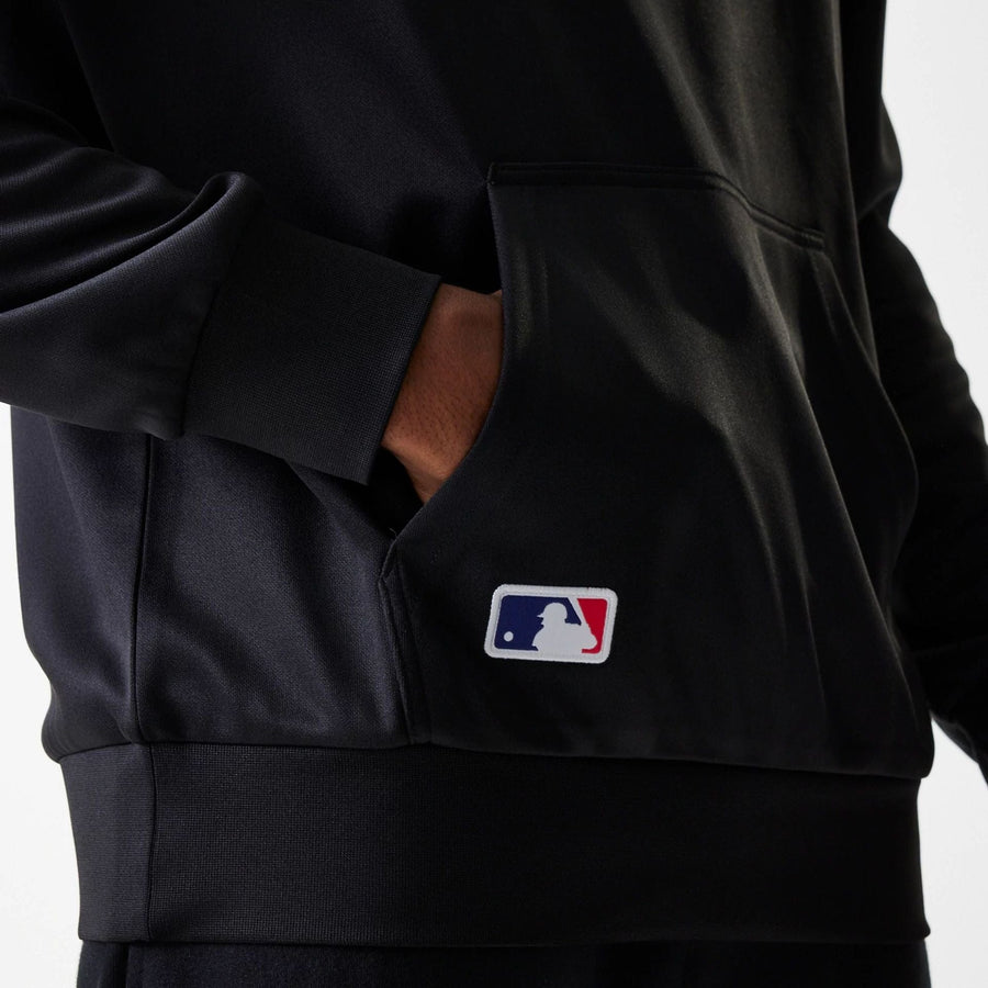 The Male model is wearing New York Yankees MLB Essentials Black Pullover Hoodie 6