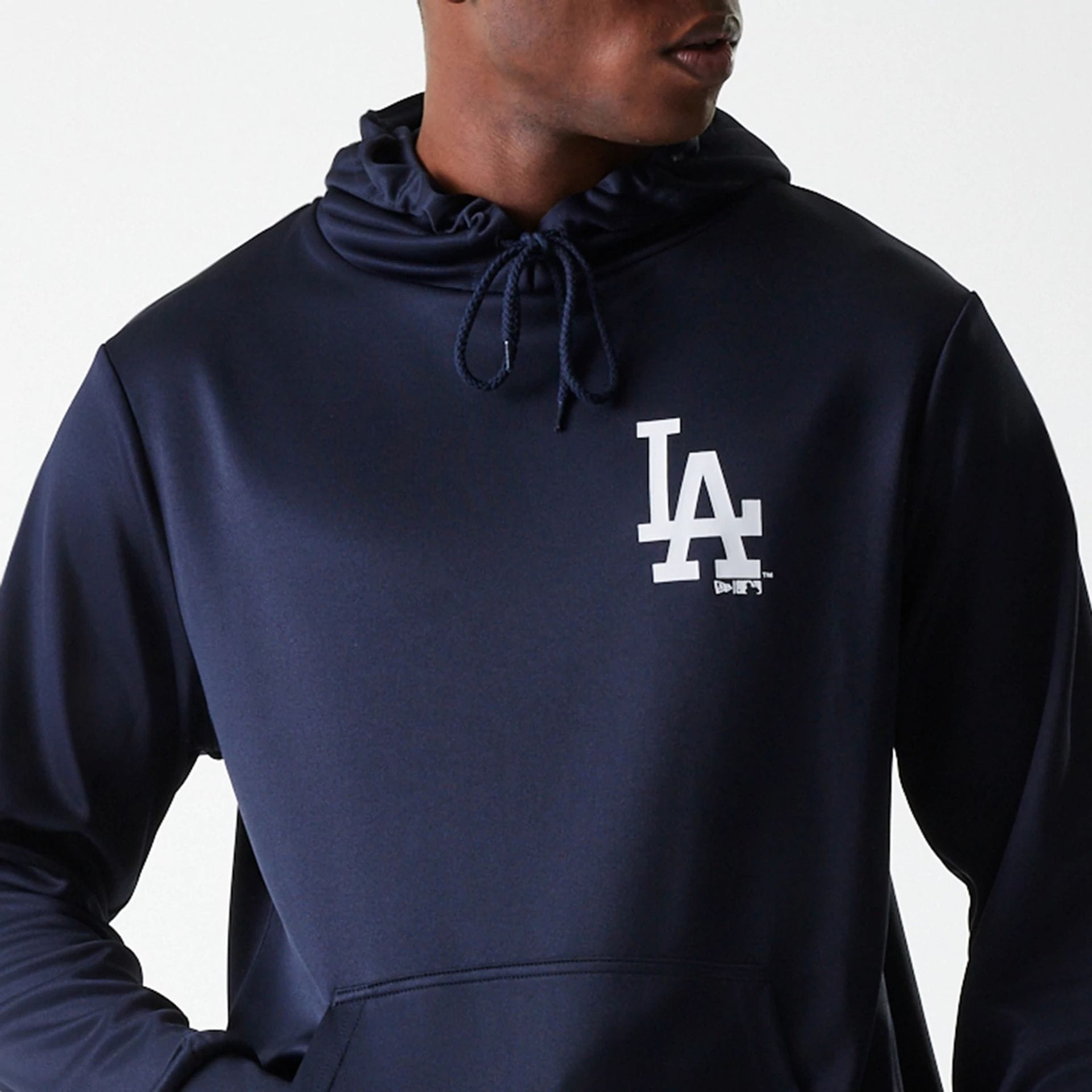 The Male model is wearing LA Dodgers MLB Essentials Navy Pullover Hoodie 3
