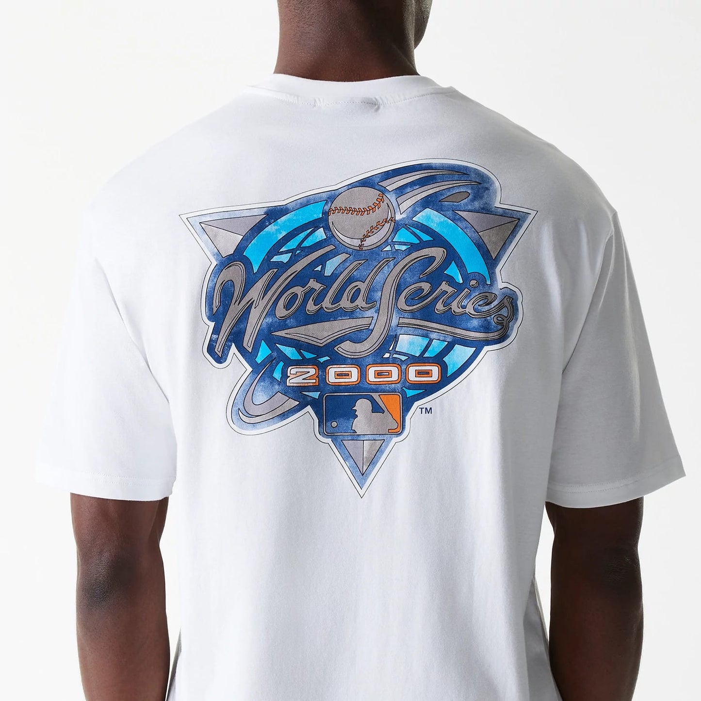 The Male model is wearing New York Yankees MLB World Series White Oversized T-Shirt 6