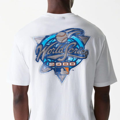The Male model is wearing New York Yankees MLB World Series White Oversized T-Shirt 6