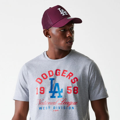 The Male model is wearing LA Dodgers MLB Wordmark Grey T-Shirt 5