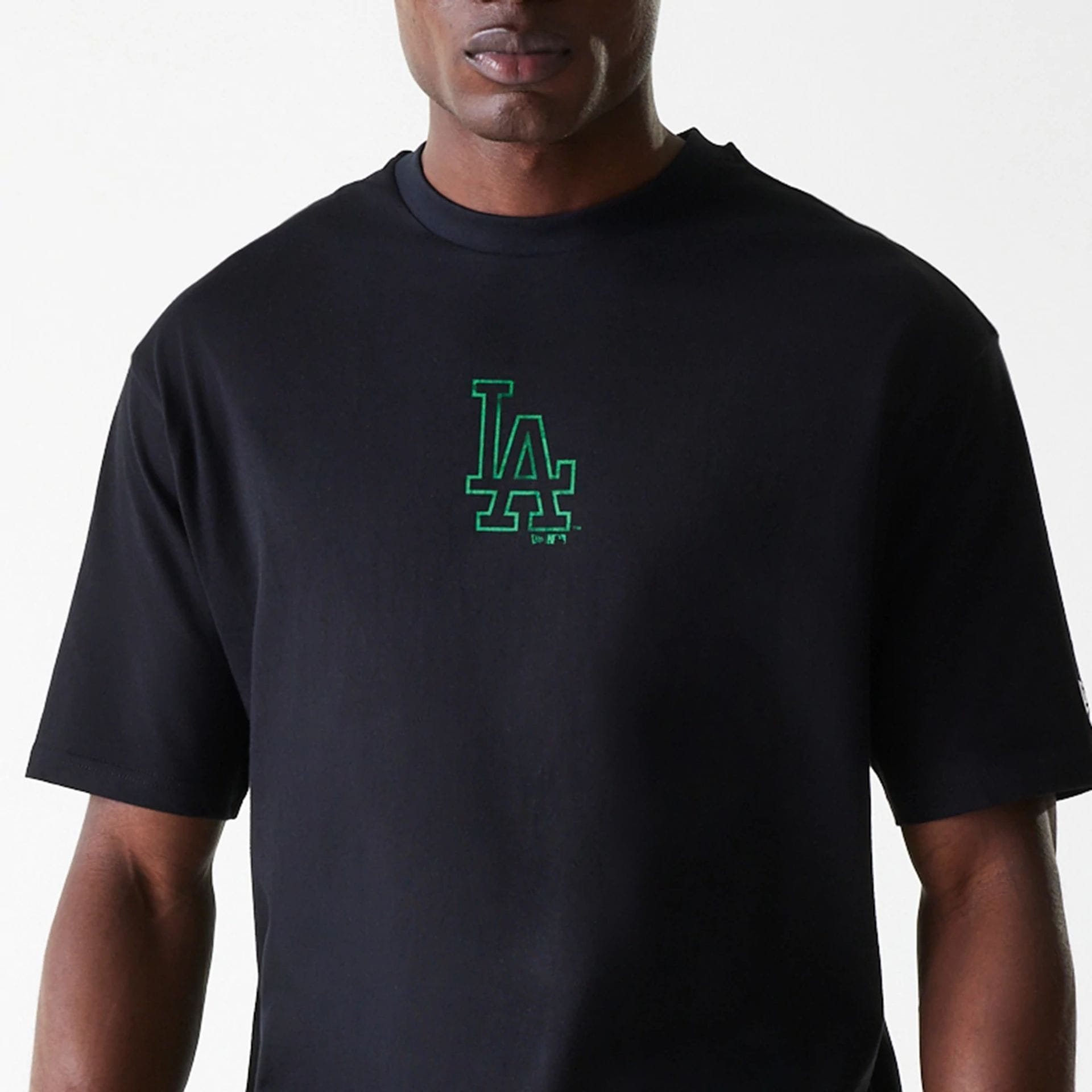The Male model is wearing LA Dodgers MLB World Series Black Oversized T-Shirt 3