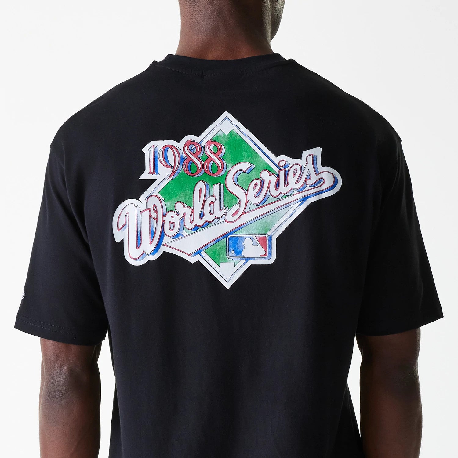 The Male model is wearing LA Dodgers MLB World Series Black Oversized T-Shirt 4