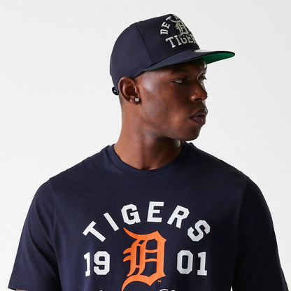The Male model is wearing Detroit Tigers MLB Wordmark Navy T-Shirt 5