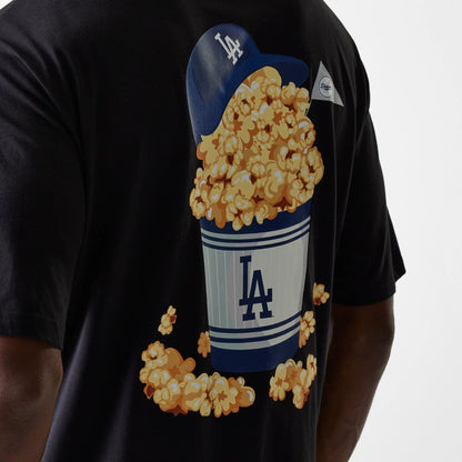 The Male model is wearing LA Dodgers MLB Food Graphic Black Oversized T-Shirt 6