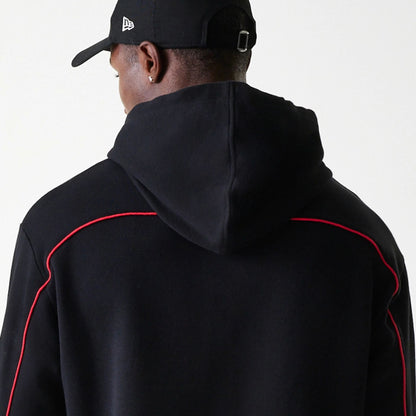 The Male model is wearing Chicago Bulls NBA Piping Black Oversized Pullover Hoodie 6