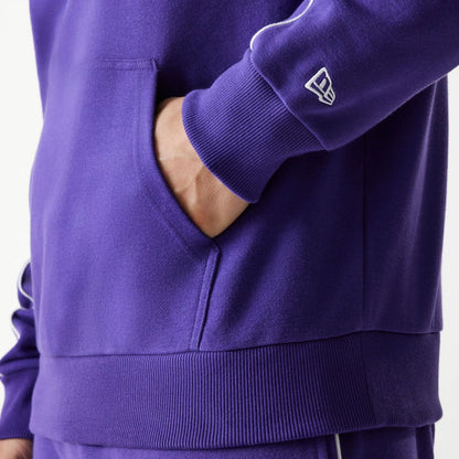 The Male model is wearing LA Lakers NBA Piping Purple Oversized Pullover Hoodie 5