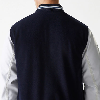 The Male model is wearing LA Dodgers MLB Wordmark Navy Varsity Jacket 7