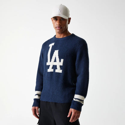 The Male model is wearing LA Dodgers MLB Knit Navy Oversized Knit Sweater 3