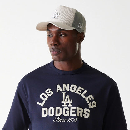 The Male model is wearing LA Dodgers MLB Heritage Navy Oversized T-Shirt 6