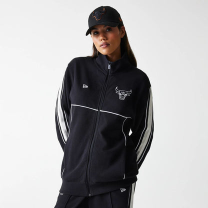 The Male model is wearing Chicago Bulls NBA Outline Black Track Jacket 4