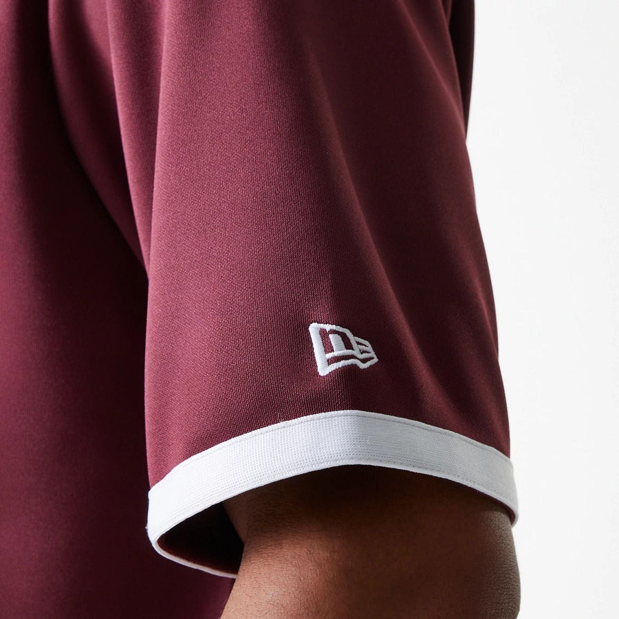 The Male model is wearing Chicago Bulls NBA Snap Button Dark Red Short Sleeve Shirt 5