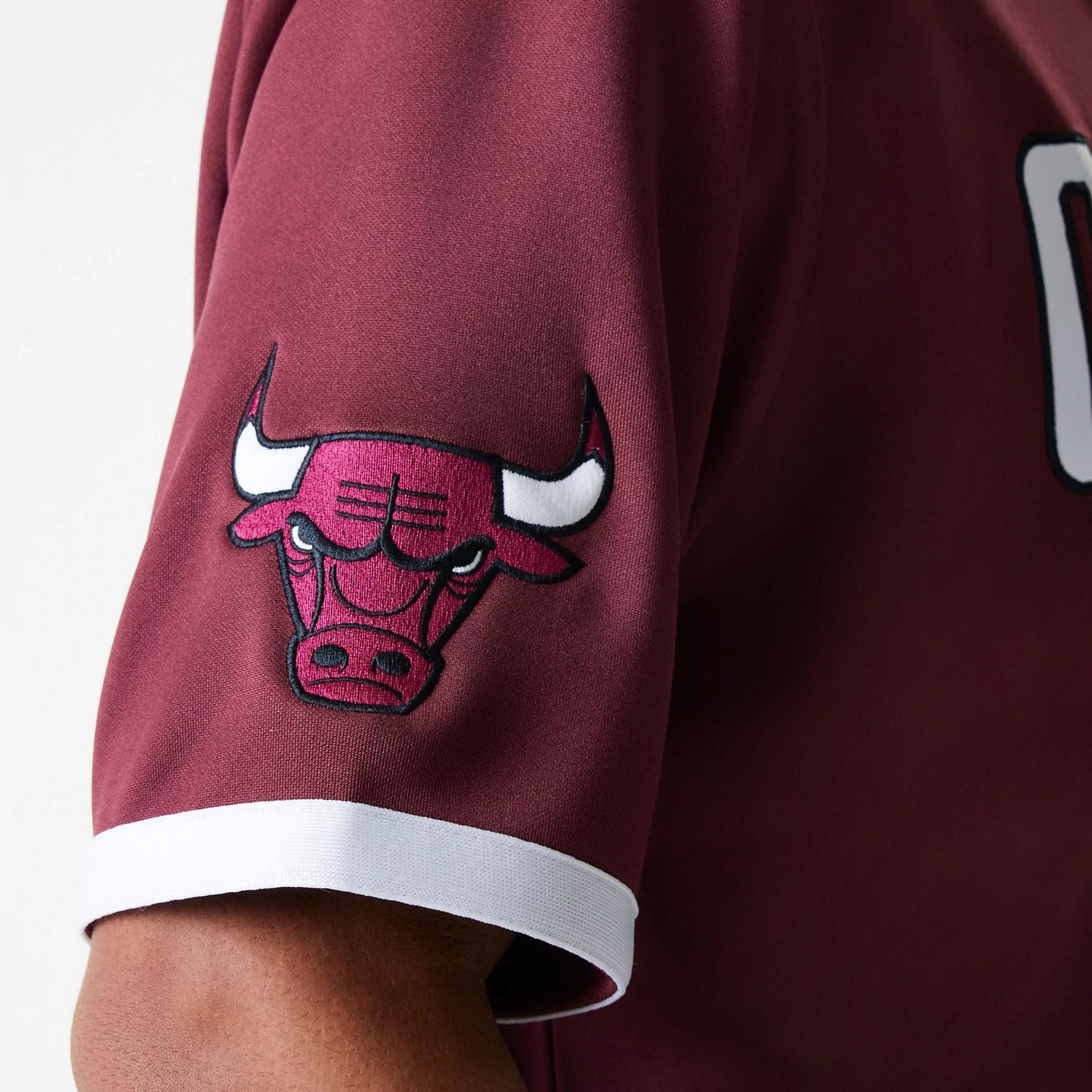 The Male model is wearing Chicago Bulls NBA Snap Button Dark Red Short Sleeve Shirt 6