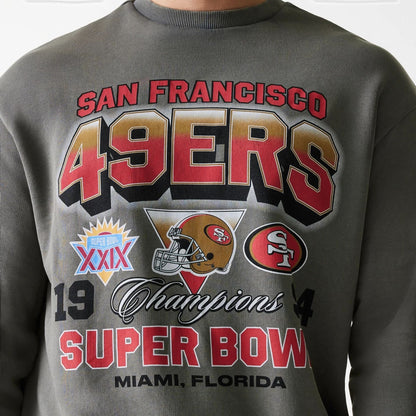 The Male model is wearing San Francisco 49ers NFL Washed Super Bowl Grey Oversized Crew Neck Sweater 4