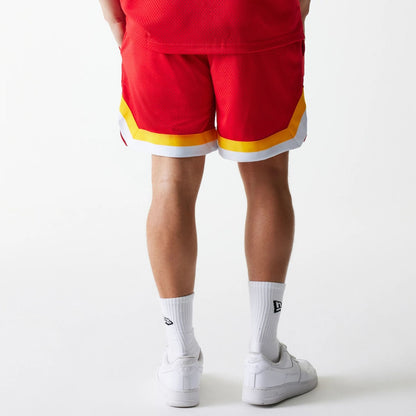 The Male model is wearing Kansas City Chiefs NFL Mesh Red Shorts 2