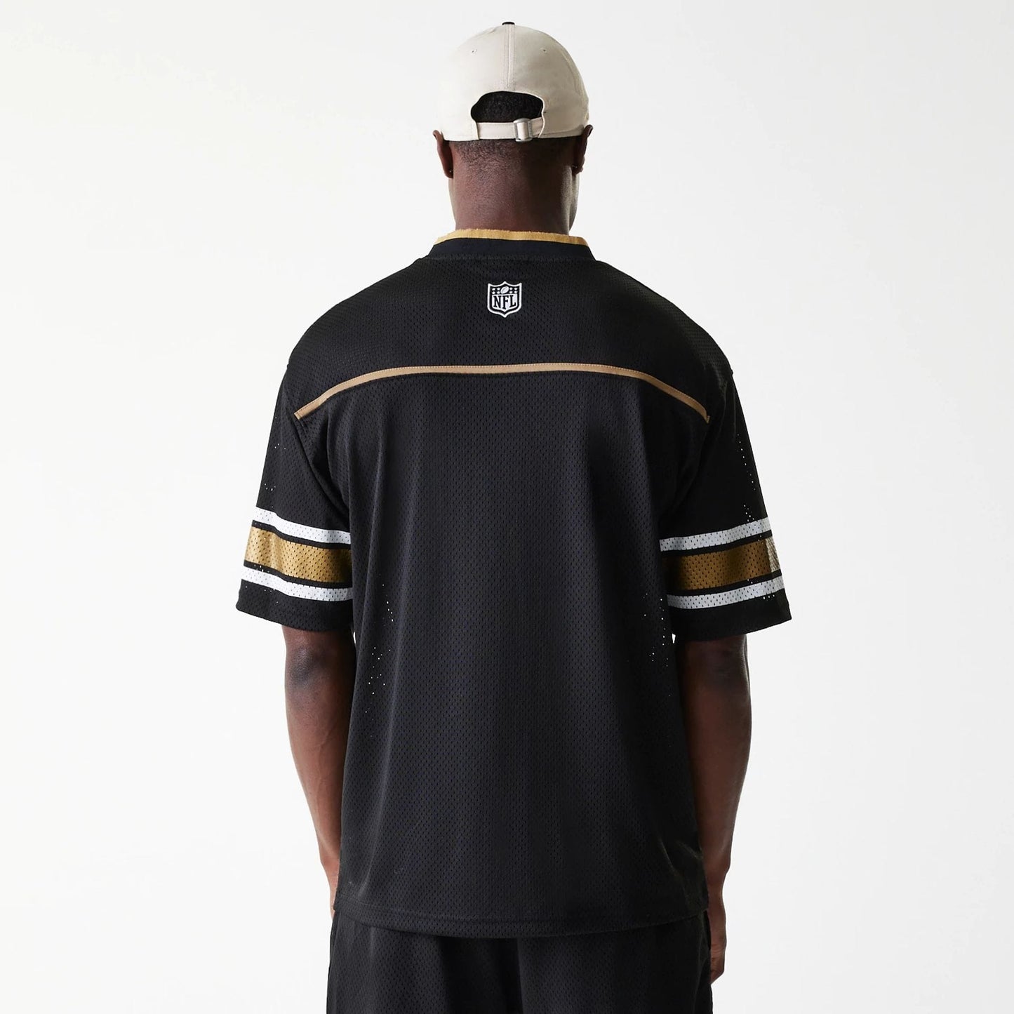 The Male model is wearing San Francisco 49ers NFL Mesh Black Jersey 2