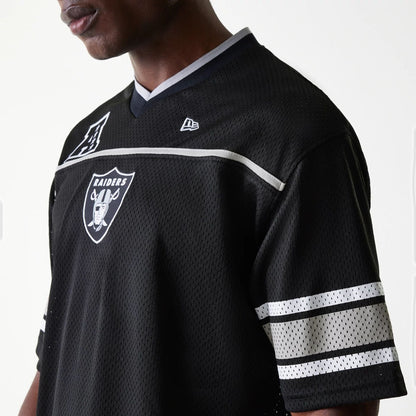 The Male model is wearing Las Vegas Raiders NFL Mesh Black Jersey 6
