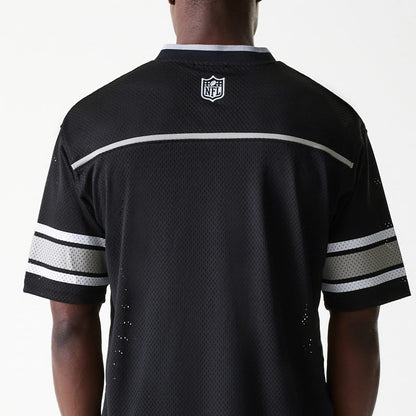 The Male model is wearing Las Vegas Raiders NFL Mesh Black Jersey 7