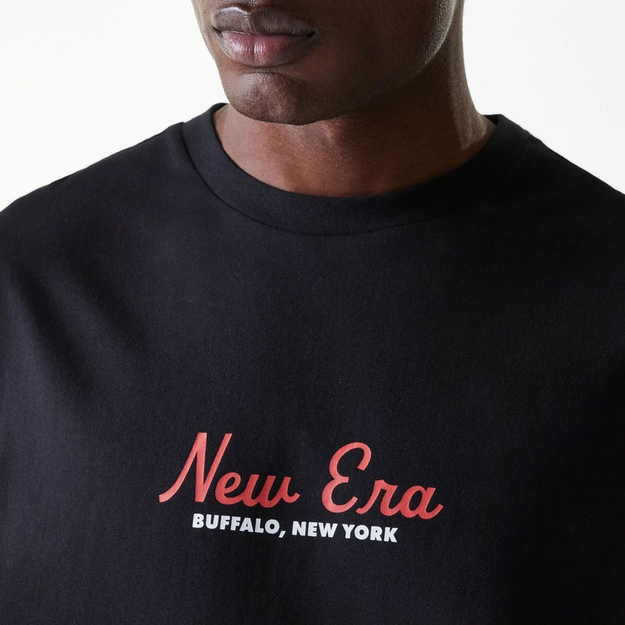 The Male model is wearing New Era Animal Graphic Black Oversized T-Shirt 4