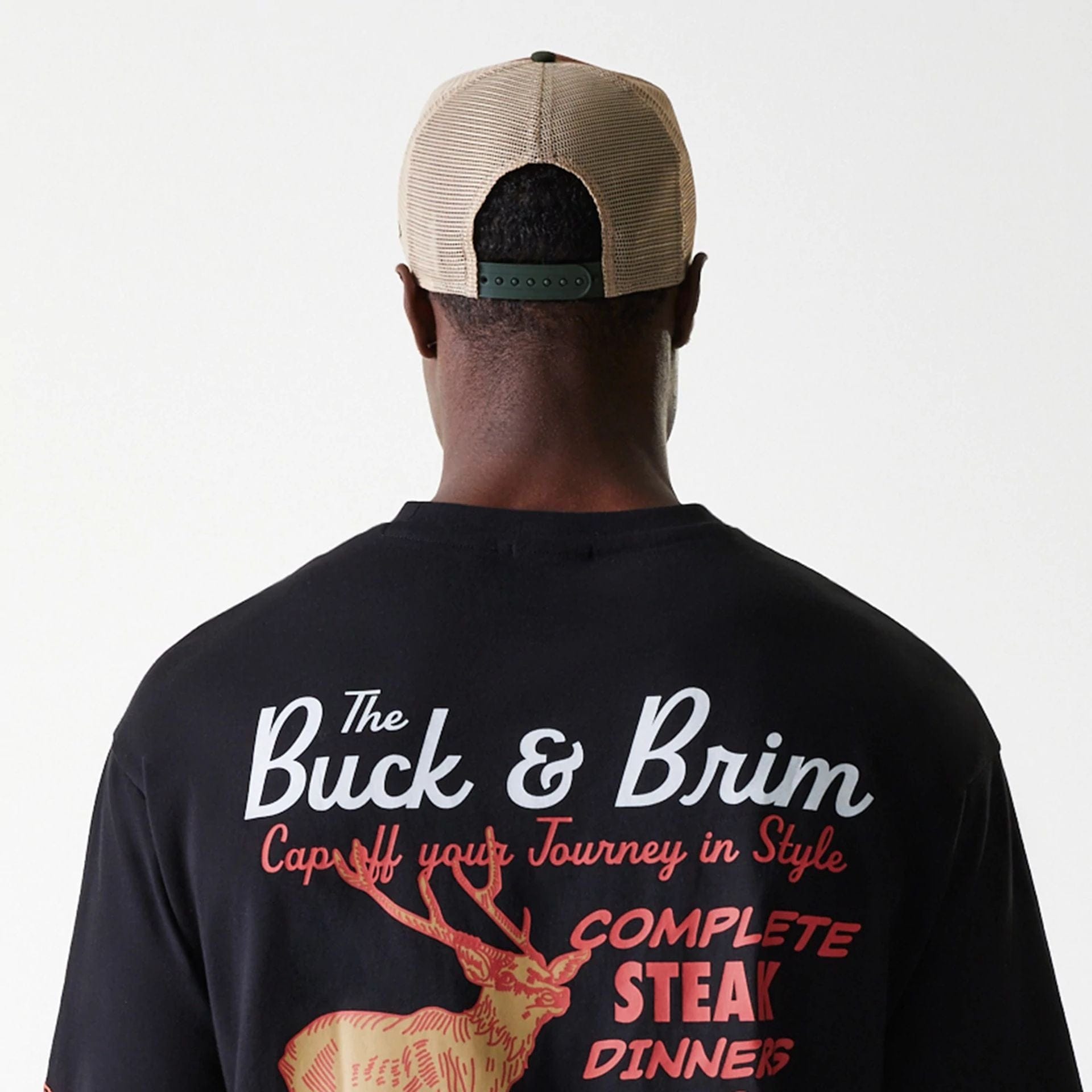 The Male model is wearing New Era Animal Graphic Black Oversized T-Shirt 6