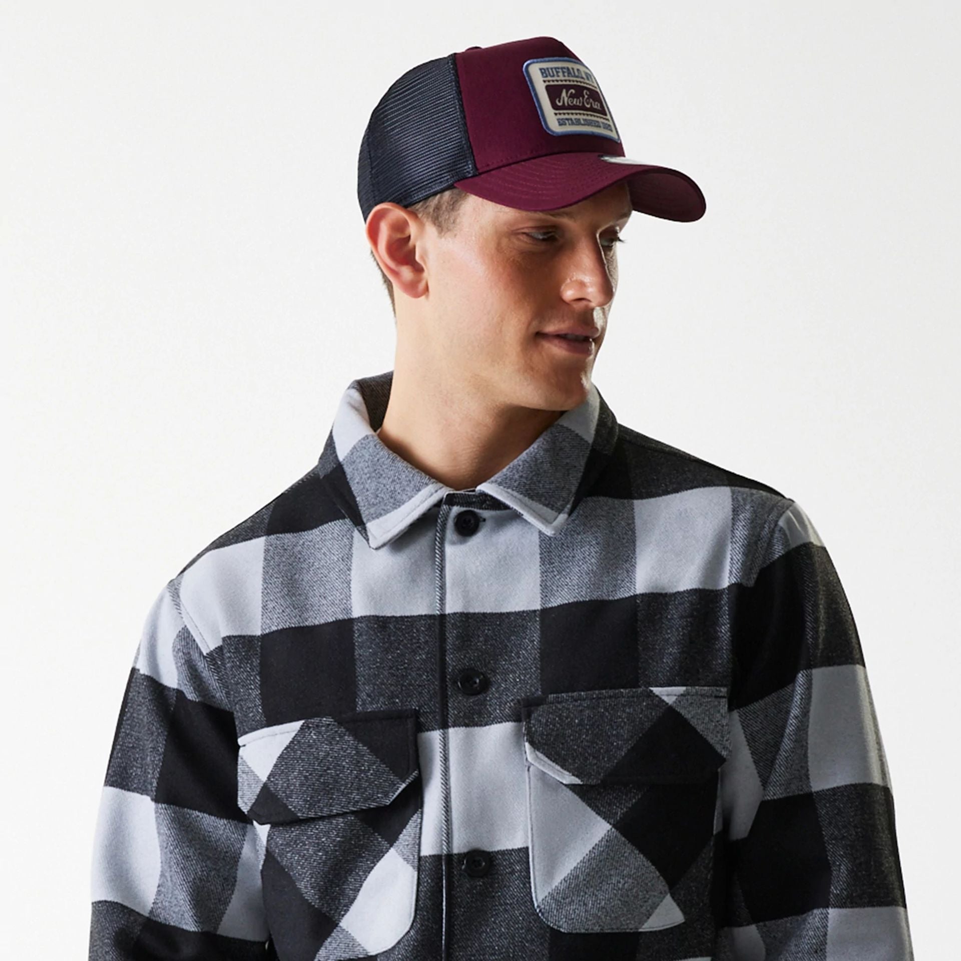 The Male model is wearing New Era Black Shacket 5