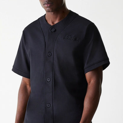 The Male model is wearing New Era Pinstripe Black Jersey 3