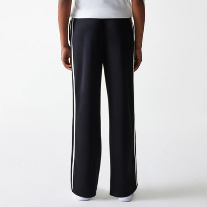 The Female model is wearing New York Yankees Womens MLB Midi Logo Black Track Pants 2