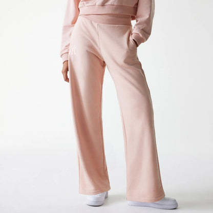 The Female model is wearing New York Yankees Womens MLB Tonal Pastel Pink Straight Leg Joggers 1