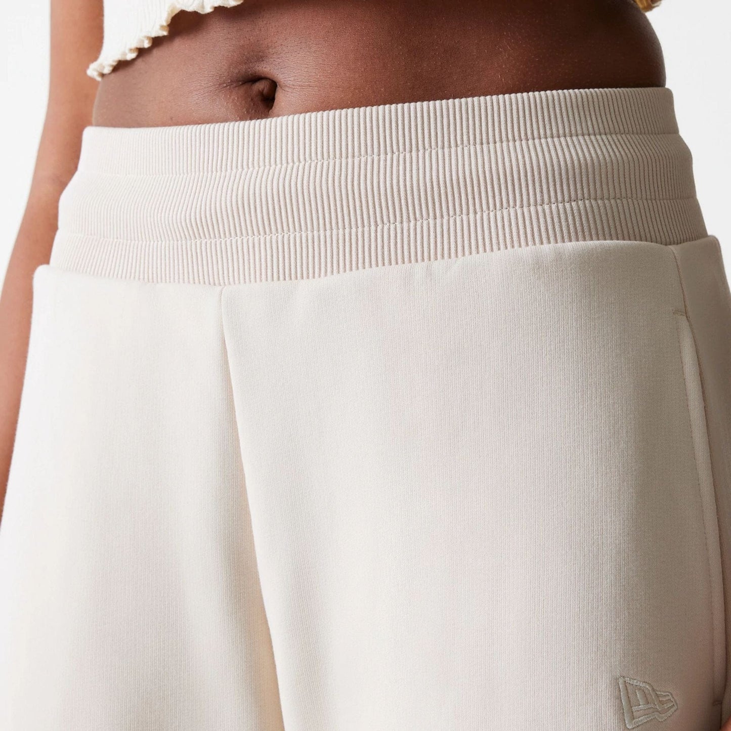 The Female model is wearing LA Dodgers Womens MLB Tonal Light Beige Straight Leg Joggers 5