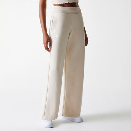 The Female model is wearing LA Dodgers Womens MLB Tonal Light Beige Straight Leg Joggers 1