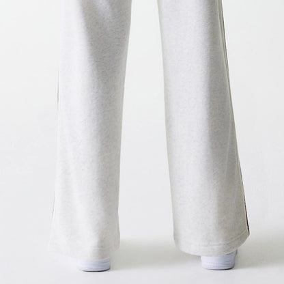 The Female model is wearing Womens New Era Pastel Grey Straight Leg Joggers 6