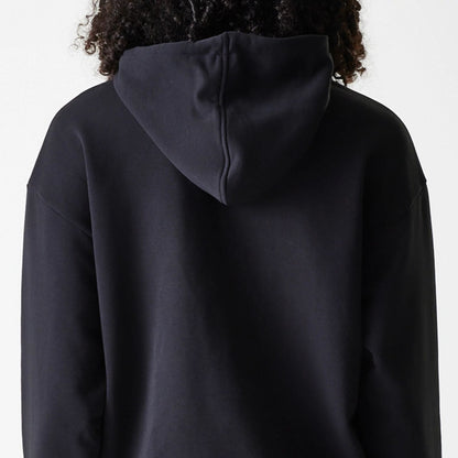 The Female model is wearing Womens New Era Crest Black Pullover Hoodie 5