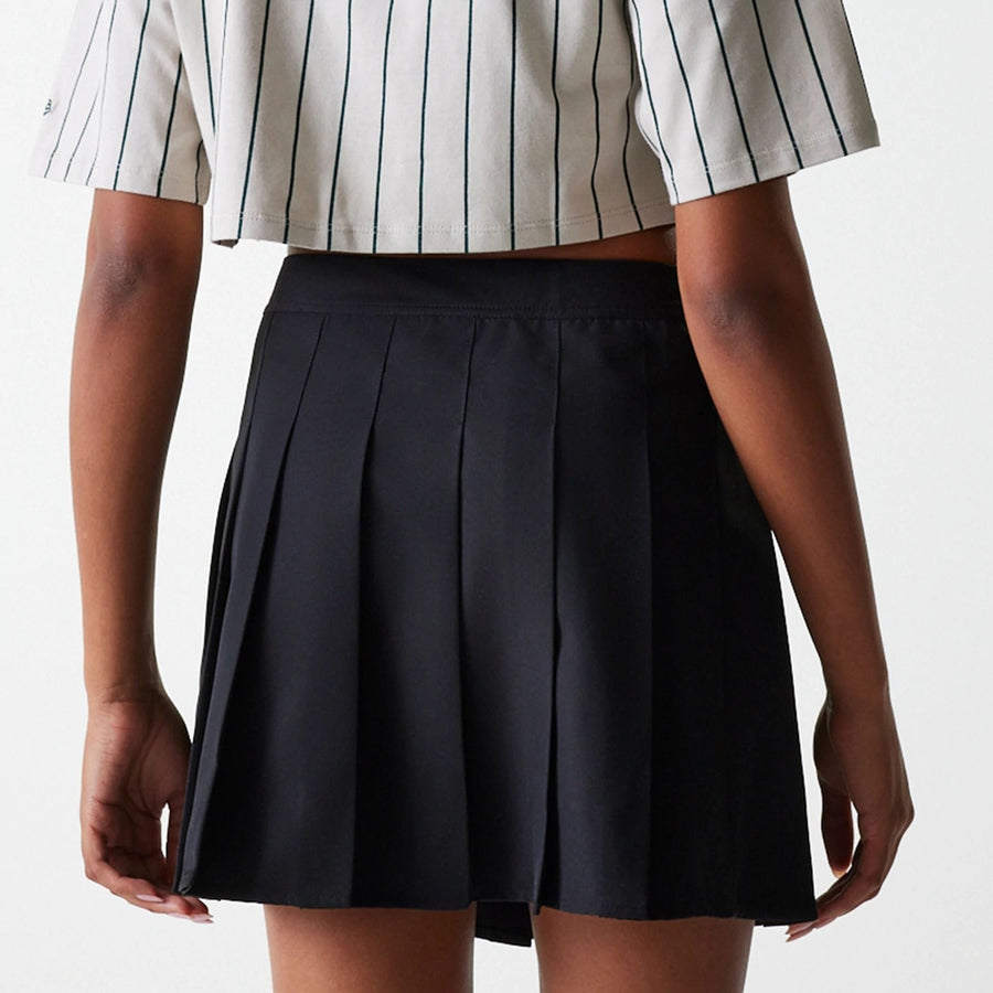 The Female model is wearing New York Yankees Womens MLB Black Tennis Skirt 7