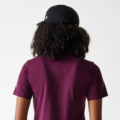 The Female model is wearing Womens New Era Crest Dark Red T-Shirt 7