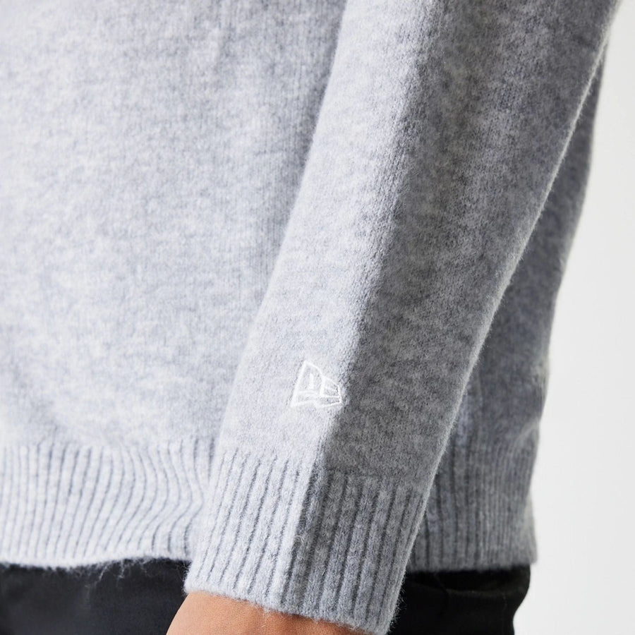 The Female model is wearing LA Dodgers Womens MLB Knit Grey Crew Neck Sweater 7