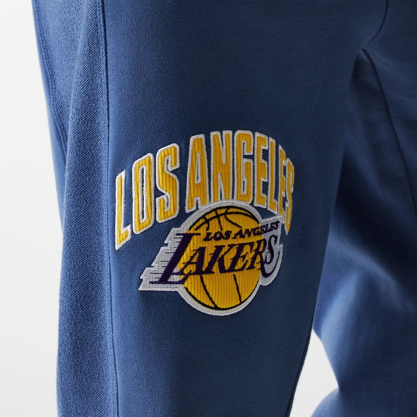 The Male model is wearing LA Lakers NBA Arch Graphic Dark Blue Joggers 6