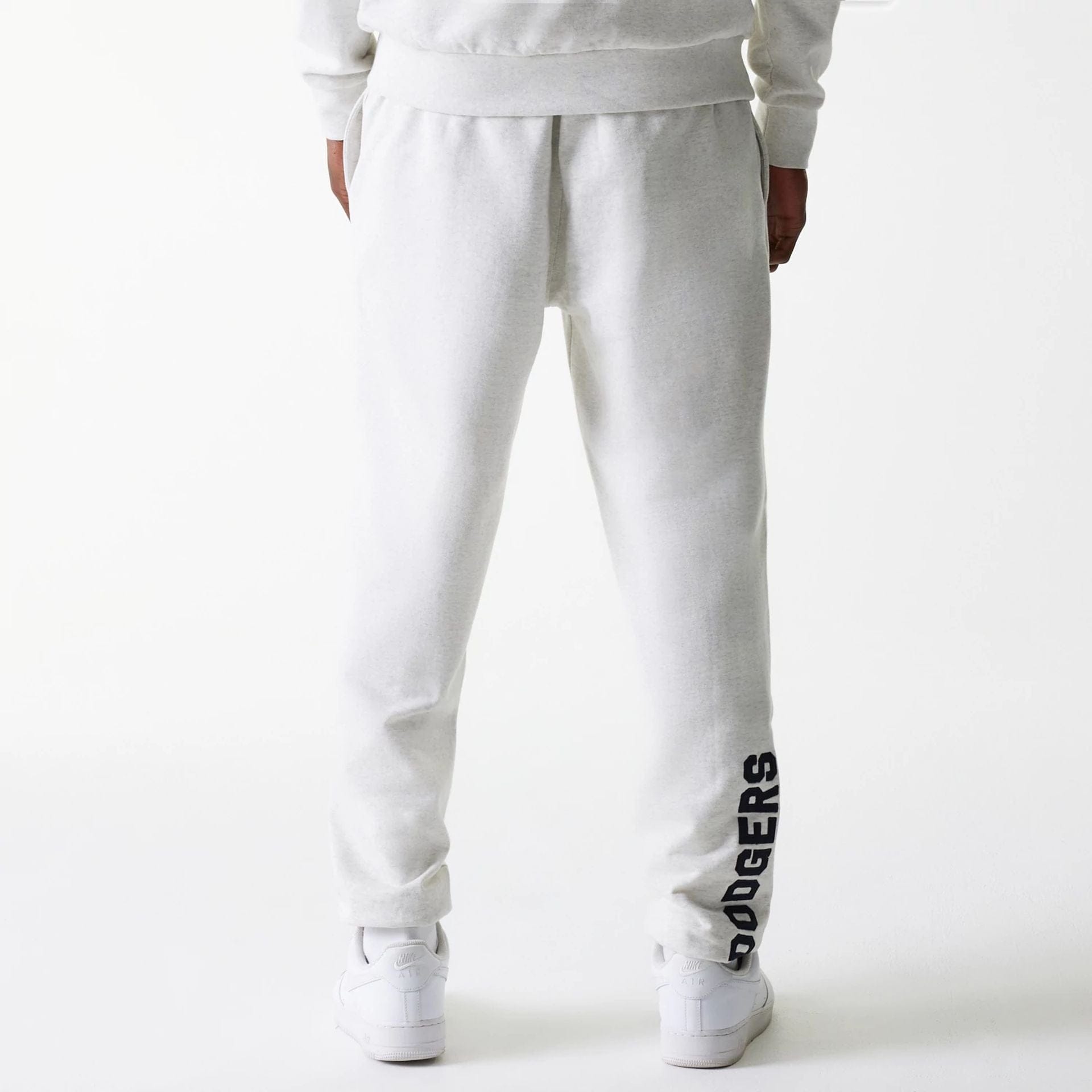 The Male model is wearing LA Dodgers MLB Heritage Pastel Grey Joggers 2