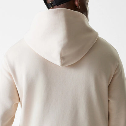 The Male model is wearing New Era Tech Light Beige Oversized Pullover Hoodie 8