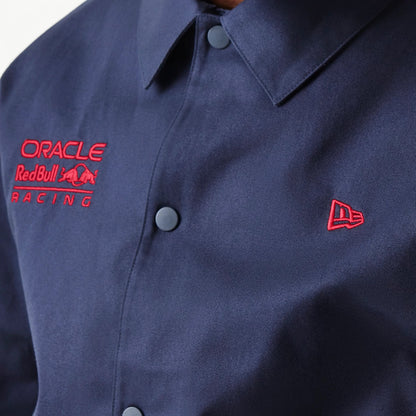 The Male model is wearing Red Bull Racing Dark Blue Oversized Coach Jacket 3