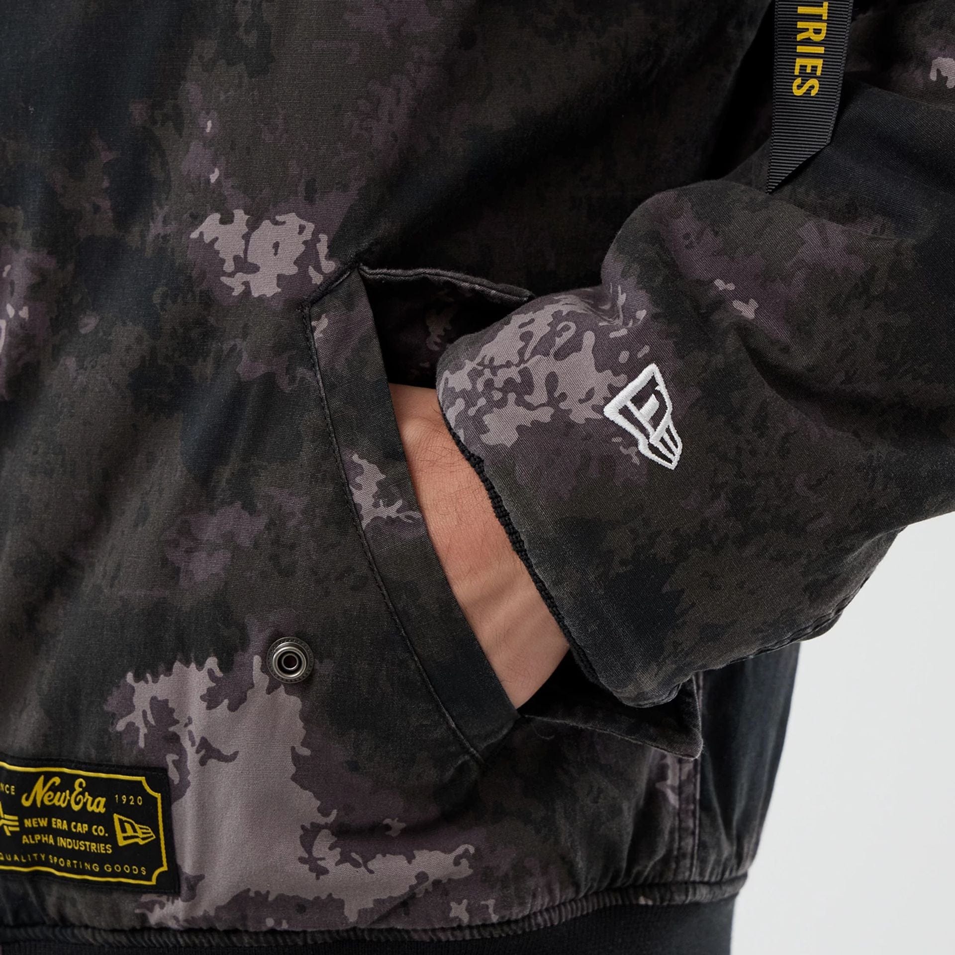 The Male model is wearing LA Dodgers MLB X Alpha Black Bomber Jacket 4