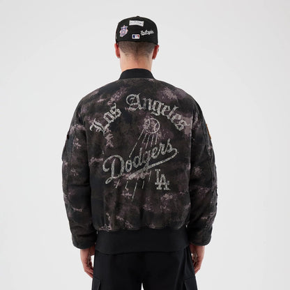 The Male model is wearing LA Dodgers MLB X Alpha Black Bomber Jacket 2