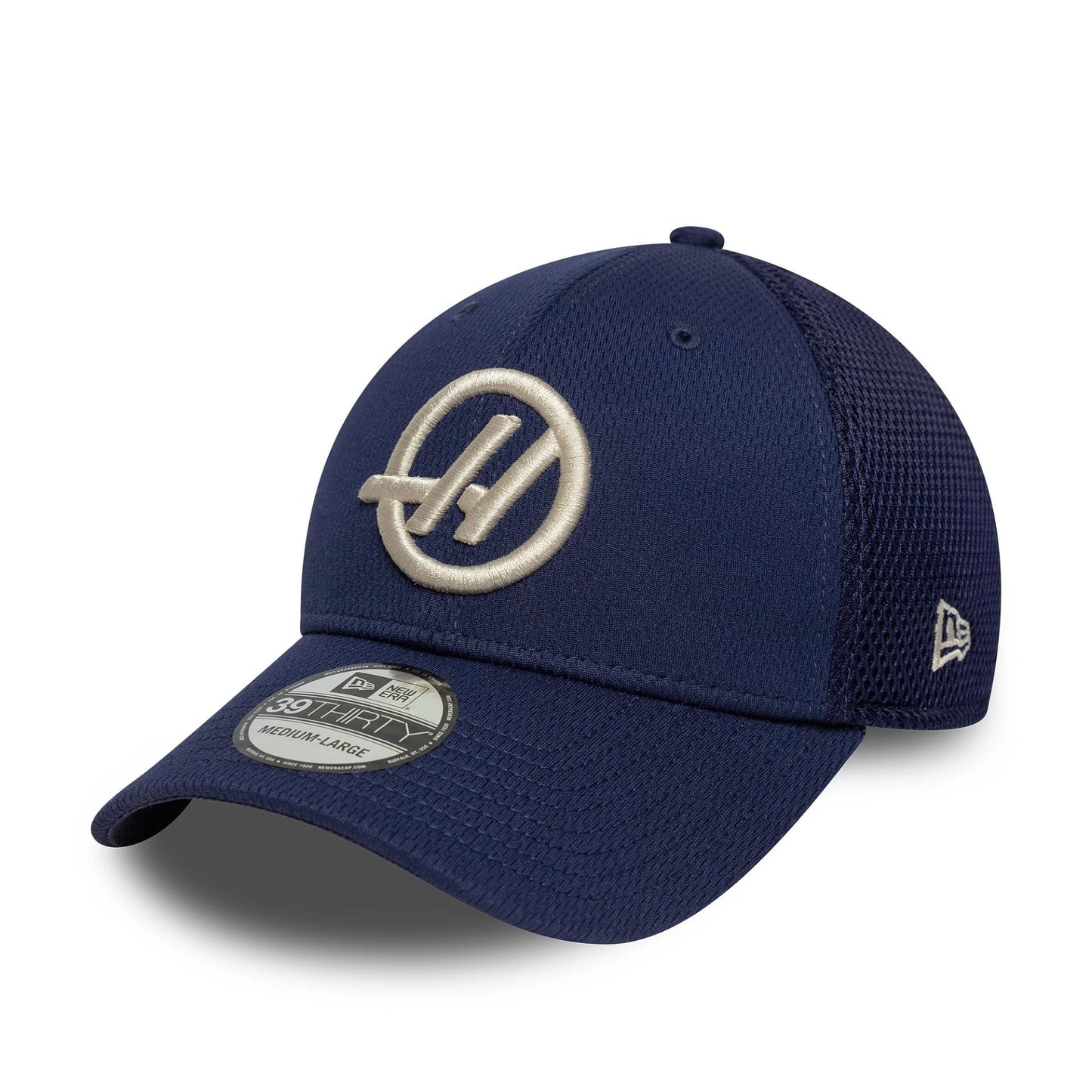 This is a MoneyGram Haas F1 Dashmark Navy 39THIRTY Stretch Fit Cap 3