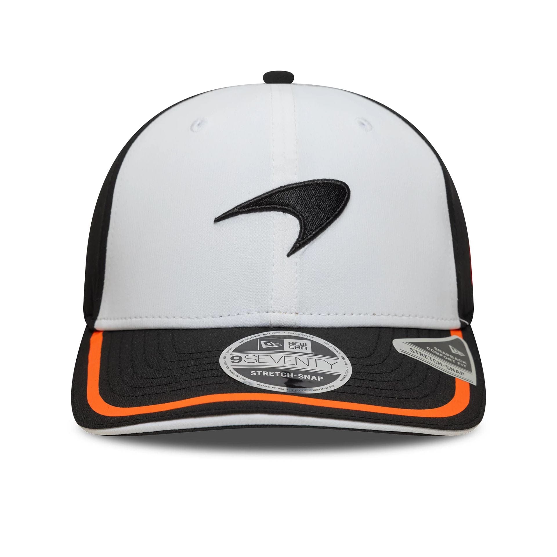 This is a McLaren Racing Recycled Retro White 9SEVENTY Stretch Snap Adjustable Cap 2