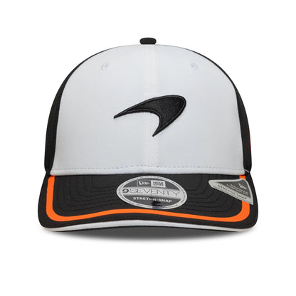 This is a McLaren Racing Recycled Retro White 9SEVENTY Stretch Snap Adjustable Cap 2