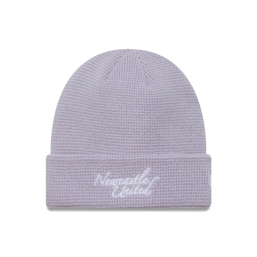 This is a Newcastle United FC Womens Seasonal Pastel Purple Cuff Knit Beanie Hat 1