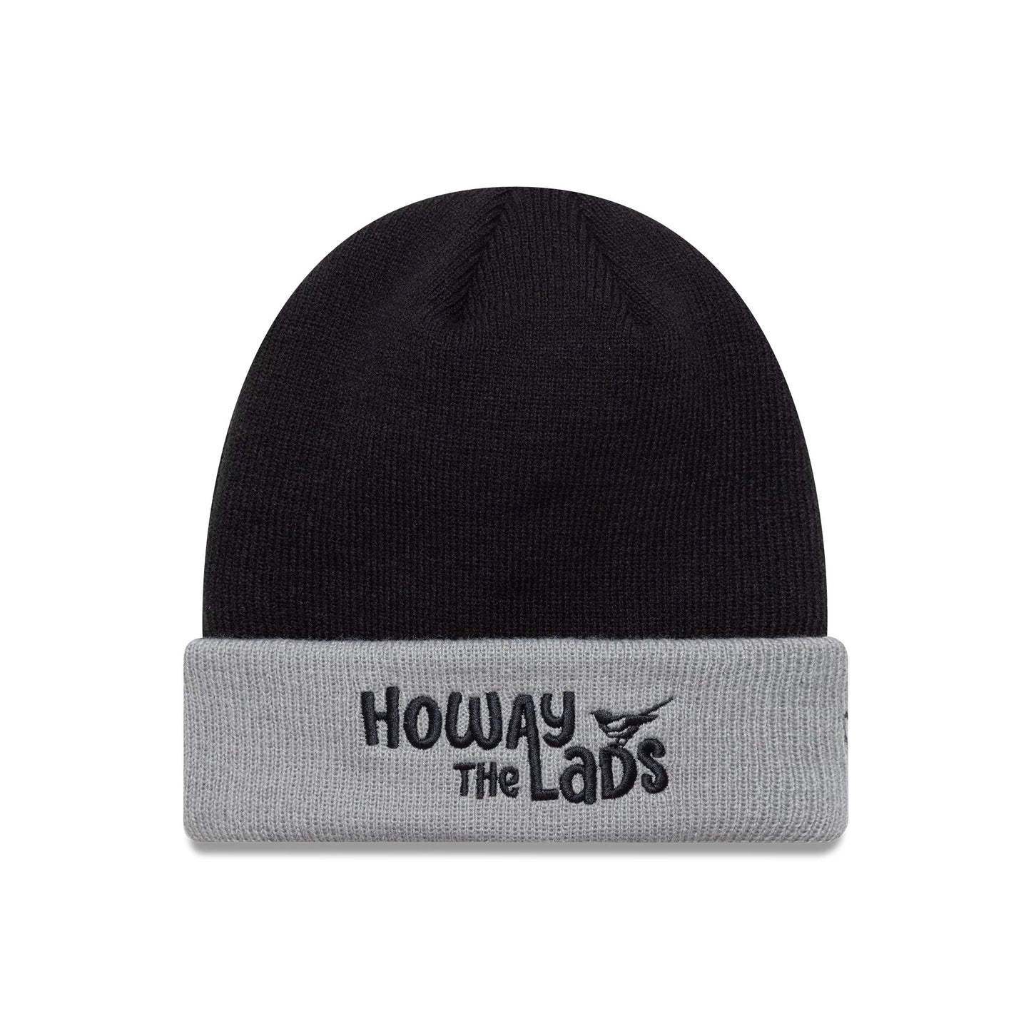 This is a Newcastle United FC Youth Lads Script Black Cuff Knit Beanie Hat 1