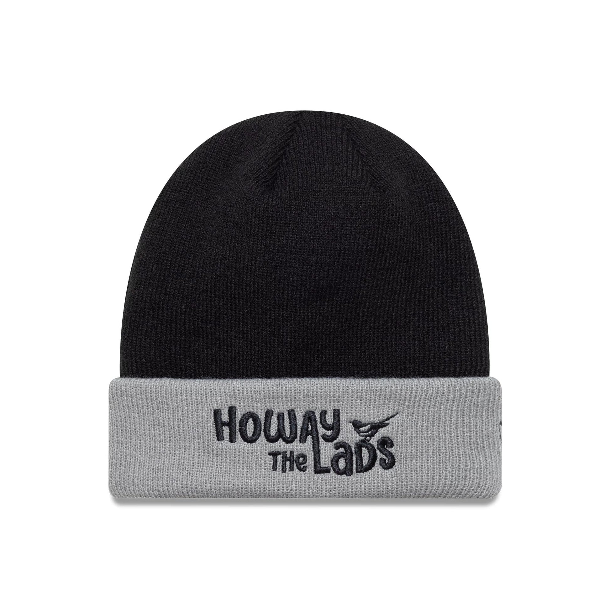 This is a Newcastle United FC Youth Lads Script Black Cuff Knit Beanie Hat 1